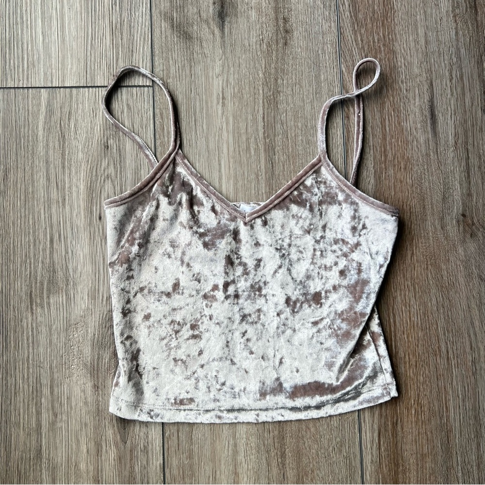 Velvet Spaghetti Strap Top - Silver